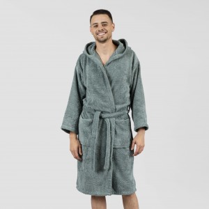 Roupão de banho com capuz verde francês 450gr Unisex 2