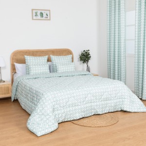 Edredão estampado Pompa verde tiffany