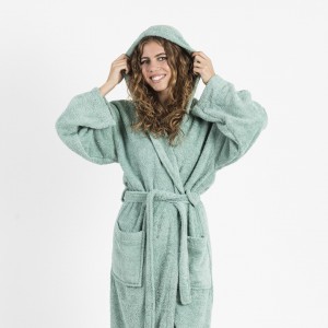 Roupão de banho com capuz verde tiffany 450gr Unisex 2