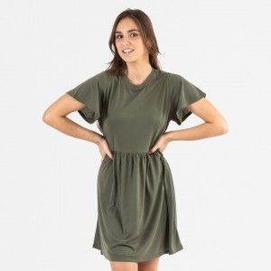 Vestido manga curta verde caça 2