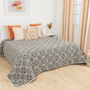 Colcha jacquard chenilla Capri bege preto - 120GR
