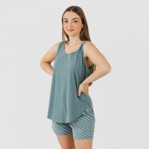 Pijama curto algodão Tiara verde azulado 2