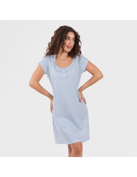 Vestido algodão Timon azul celeste
