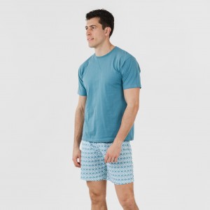 Pijama curto algodão homem Galieni verde azulado 2