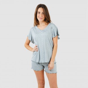 Pijama manga curta mulher soft Anita azul indigo 2