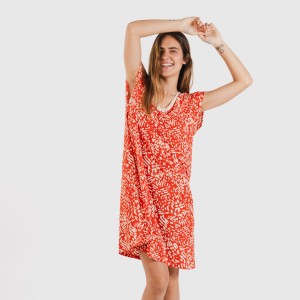 Vestido curto manga fluída soft Miquela cor telha 2