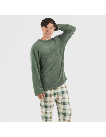 Pijama coral homem Cuadro Noric verde