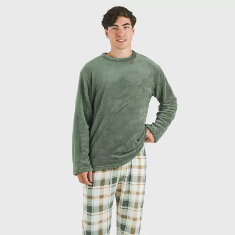 Pijama coral homem Cuadro Noric verde