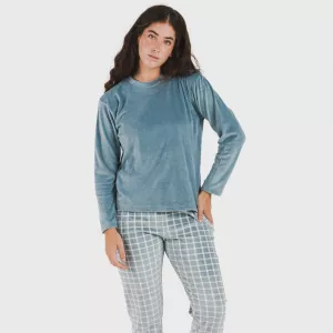 Pijama veludo Cuadro Roberto azul indigo 2