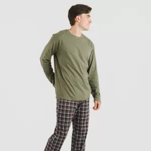 Pijama algodão homem Cuadro Frankfurt verde 2
