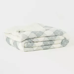 Manta sherpa Cuadro Guima azul indigo