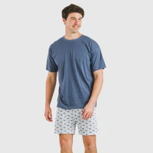 Pijama curto algodão homem Saachi azul 2
