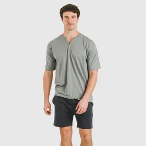 Pijama curto homem com botões cinza verdoso - azul marinho 2