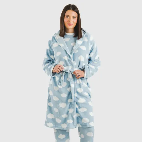 Roupão coral Nubecita azul celeste