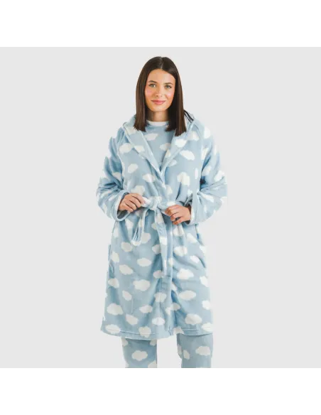 Roupão coral Nubecita azul celeste