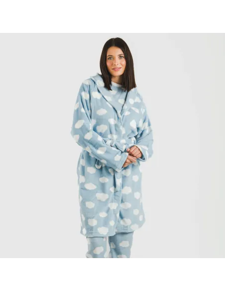 Roupão coral Nubecita azul celeste