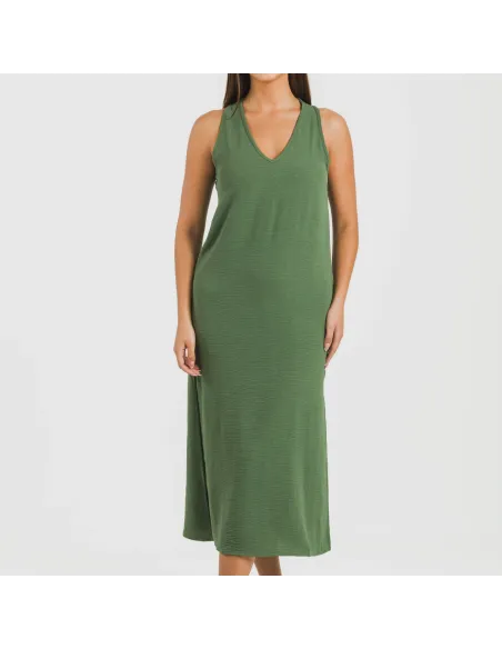 Vestido comprido alças bambula liso