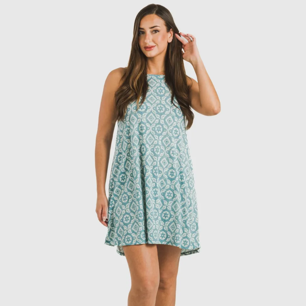 Vestido curto alças crepe Eugenia água marinha