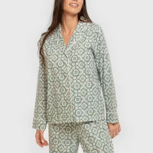 Pijama comprido camisa algodão mulher Eugenia verde keike 2