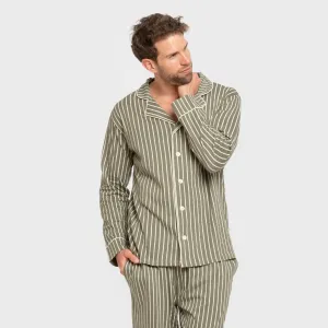 Pijama comprido camisa algodão homem Raya John verde caça