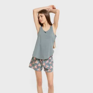 Pijama curto algodão Creta verde francês 2